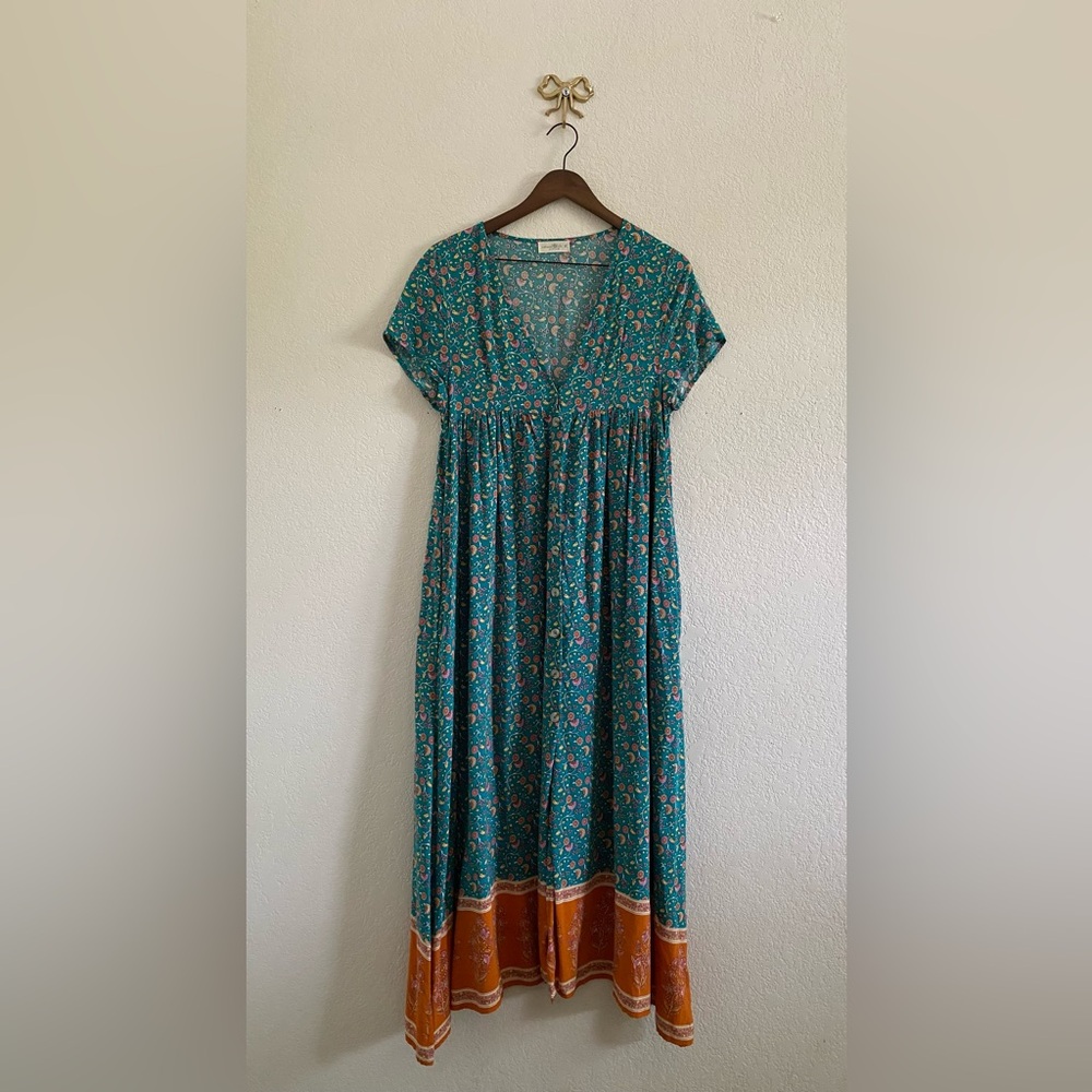 Natural Life Avery Midi Shirt Dress Size M Boho Babydoll Pockets Cottage-core